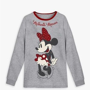 Disney Gray and Red Minnie Mouse Long Sleeve Tee